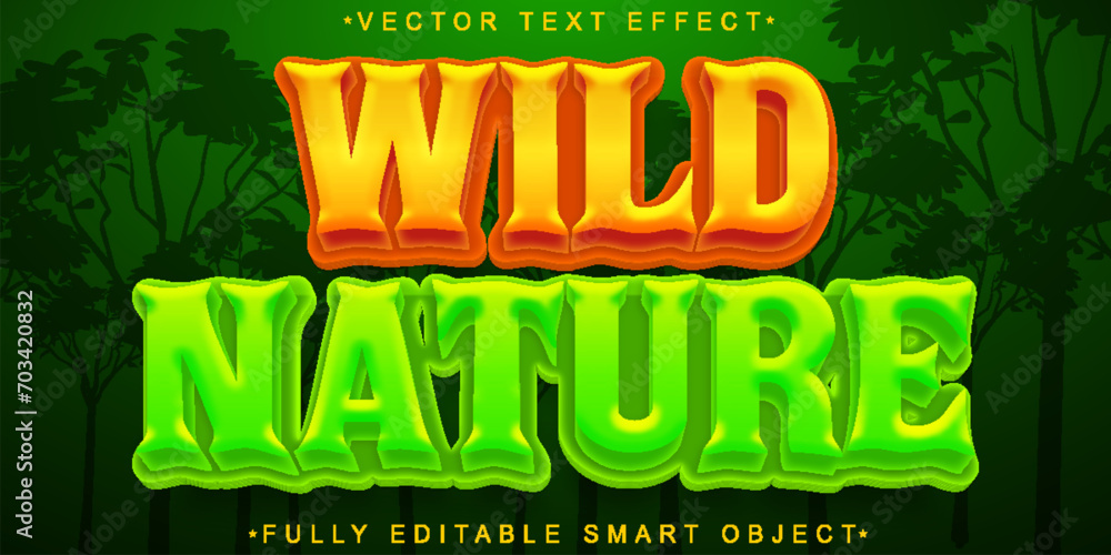 Poster cartoon wild nature vector fully editable smart object text effect