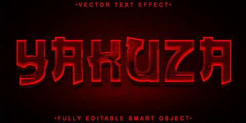 Red Japanese Mafia Yakuza Vector Fully Editable Smart Object Text Effect - obrazy, fototapety, plakaty