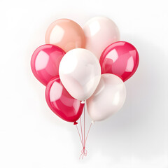 Shining pink balloons on a white background