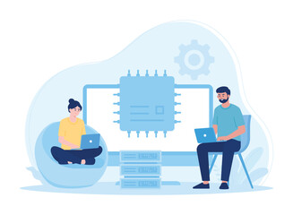 online database  cloud disk. data storage  information base  computer applications. concept flat illustration