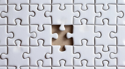 Missing Puzzle Piece on White Background. Image created with AI.
