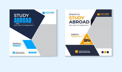 Study abroad social media post design template