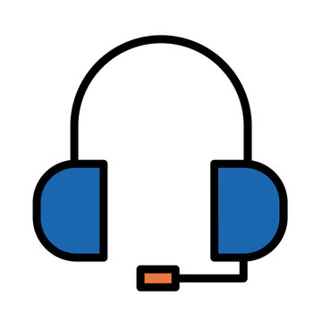recommend clip art: Customer Service Headset Filled Outline Icon