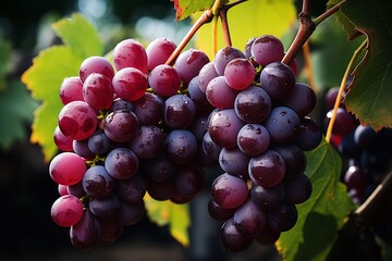 A large bunch of dark grapes.