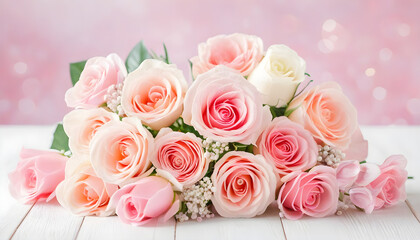 delicate bouquet of pink roses
