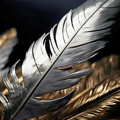 metallic feather, ai generated.