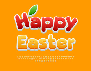 Vector cute Greeting Card Happy Easter. Creative Font for Kids. Modern Alphabet Letters and Numbers.
