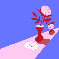 illustration of a vase with flowers