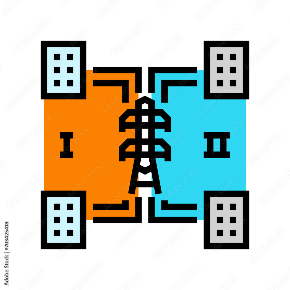 Poster distributed generation electric grid color icon vector. distributed generation electric grid sign. i