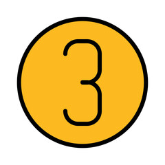 Count Number Three Filled Outline Icon