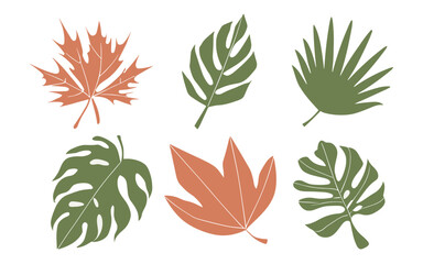 Fototapeta na wymiar Abstract leaves vector clipart. Spring illustration.