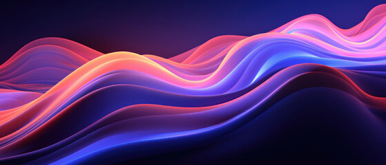 Glowing neon waves in red and violet bring a sense of motion and energy. - obrazy, fototapety, plakaty