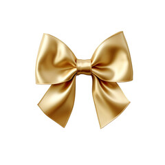 Gold bow ribbon isolated on transparent background