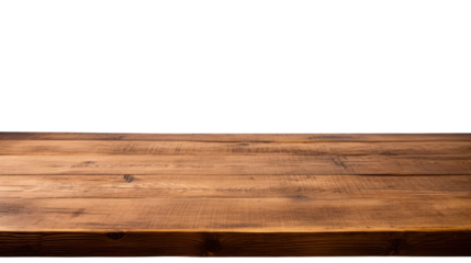 Empty wood table isolated on transparent and white background.PNG image.