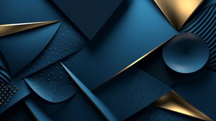 blue abstract background with luxury golden elements.Generative AI