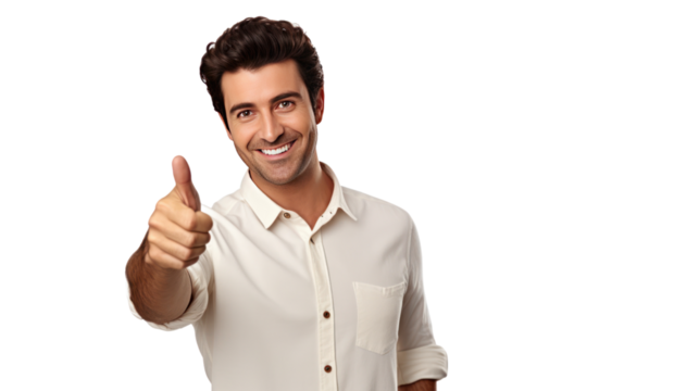 	
Confident and happy smiling man and pointing isolated on transparent and white background.PNG image.	
