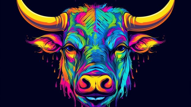 t-shirt design vector art of a bull illustration stic.Generative AI