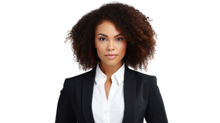 african american business woman CEO in a suit, isolated on white