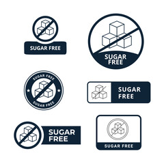 Six various label of sugar free labels. Vector illustrations