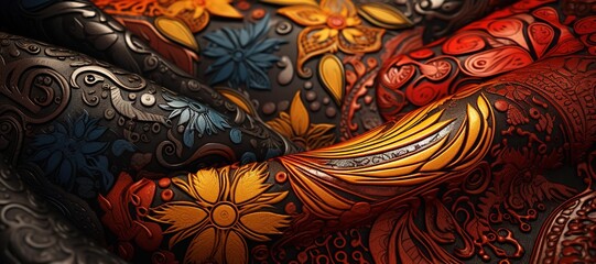 colorful floral ornamental cloth waves, motif, pattern 16