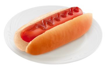 prato com cachorro-quente acompanhado de ketchup isolado em fundo transparente - hot dog clássico