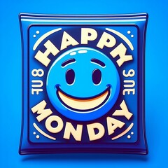 Slogan happy blue monday with 3d illustration smile icon sign. The most depressing day of the year January 15th created with generative ai
