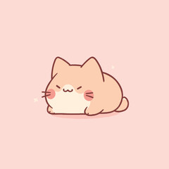 Kawaii, Cute, and Minimal Kitten Vector