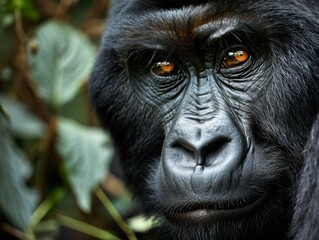 Obraz premium Silverback mountain gorilla with expressive eyes.