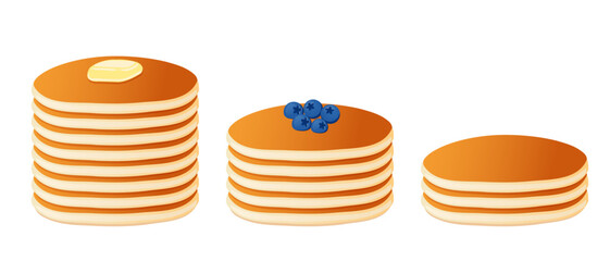 Set of vector pancakes. Isolated on a white background. Flat style	