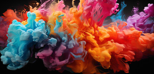 Fototapeta premium An explosion of color and vitality against a blue background, creating an energetic and lively composition that demands attention and excitement.