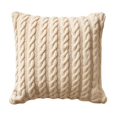A single Square knitted pillow isolated top view on transparent background