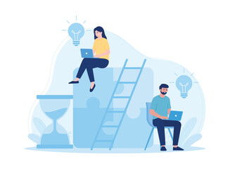 project management. business processes and planning  problem solutions  teamwork concept flat illustration