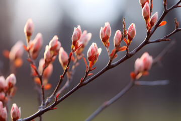 budding buds on the trees.Springtime