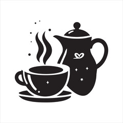 coffee cup and kettle  with white background