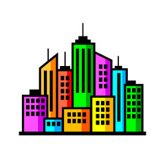 Colorful city vector icon on white background