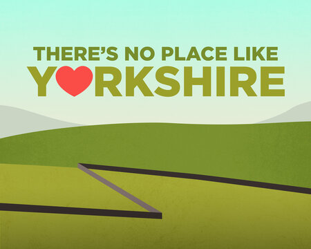 Love Yorkshire Britain UK landscape cartoon illustration, design for posters, banners, postcards