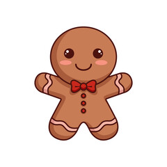 Cute gingerbread man isolated on white background.