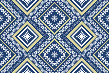 Obraz premium Ethnic Figure aztec embroidery style. Geometric ikat oriental traditional art pattern.Design for ethnic background,wallpaper,fashion,clothing,wrapping,fabric,element,sarong,graphic,vector illustration