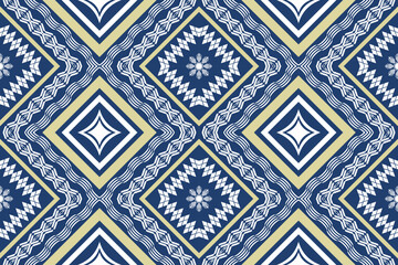 Ethnic Figure aztec embroidery style. Geometric ikat oriental traditional art pattern.Design for ethnic background,wallpaper,fashion,clothing,wrapping,fabric,element,sarong,graphic,vector illustration