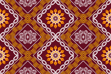Ethnic Figure aztec embroidery style. Geometric ikat oriental traditional art pattern.Design for ethnic background,wallpaper,fashion,clothing,wrapping,fabric,element,sarong,graphic,vector illustration
