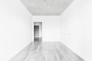 interior of the apartment without decoration in gray colors. rough finish