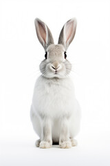 Adorable grey rabbit isolated on a white background