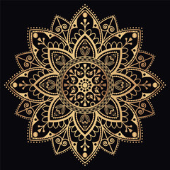 Creative luxury ornamental mandala design background in gold color
