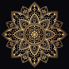 Creative luxury ornamental mandala design background in gold color