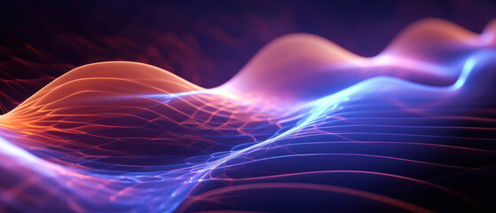 Obraz premium An abstract composition featuring a neon mesh of lines and curves against a black background.