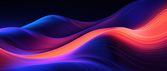 A vibrant abstract composition featuring irregular waves of bright blue and purple hues.