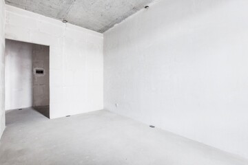 interior of the apartment without decoration in gray colors. rough finish