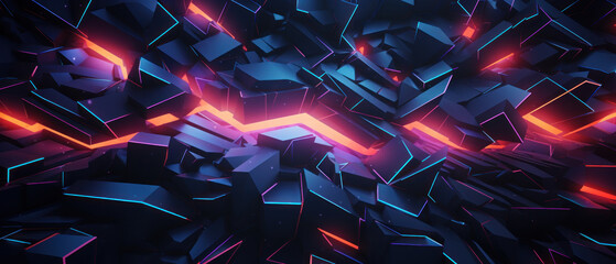 Modern neon design with hexagonal patterns and electric vibes.
