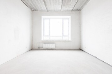 interior of the apartment without decoration in gray colors. rough finish