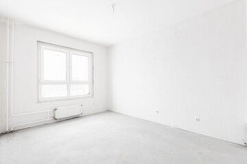 interior of the apartment without decoration in gray colors. rough finish